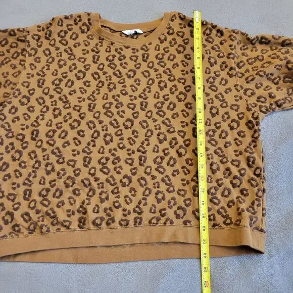 TIME AND TRUE Sweater Leopard Girls Size 8 10 Raised Print Orange Brown Fun - Picture 8 of 10